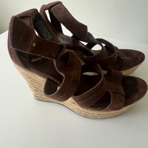 Ugg Australia Dark Brown Wedge Sandals - Picture 2 of 3